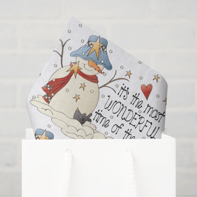 Papier Mousseline Papier de tissus Noël Snowman Holiday (Sac cadeau)