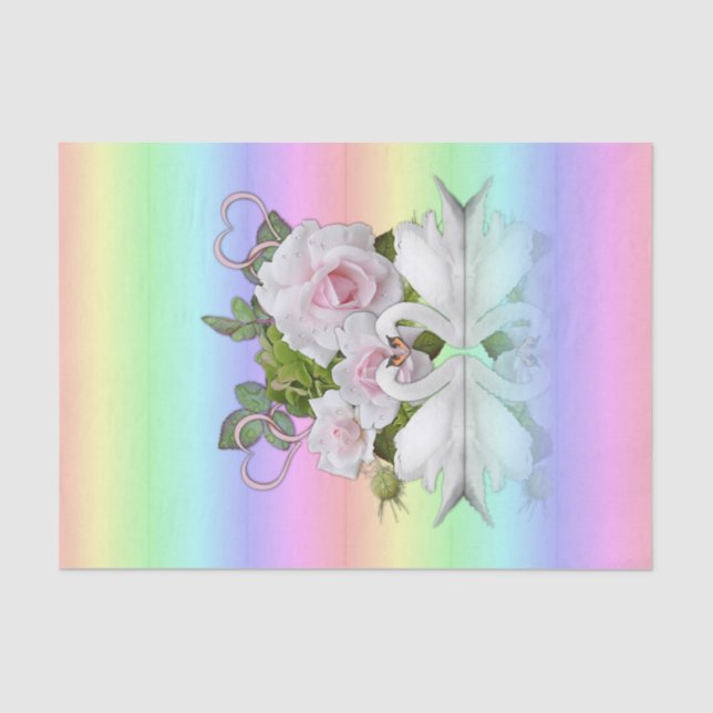 Papier Mousseline Papier de tissus Pastel Cygnes blancs (Recto)