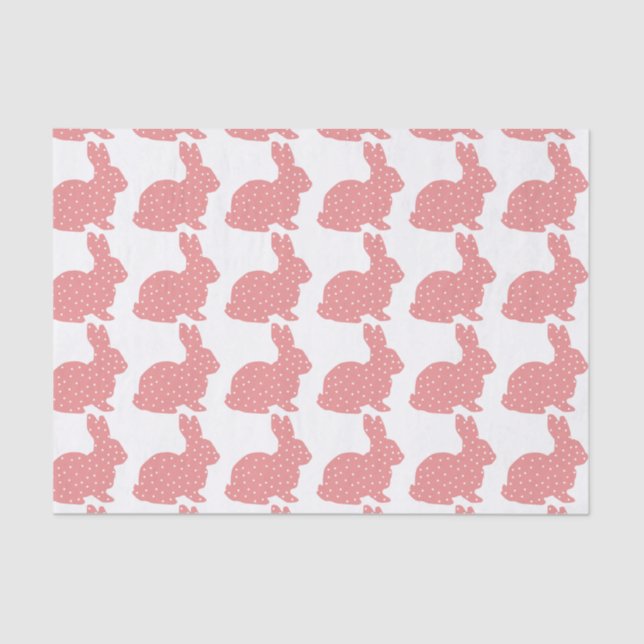 Papier Mousseline Papier de tissus Pink Polka Dot Bunnies (Recto)