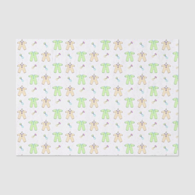 Papier Mousseline Papier de tissus pour bébé jaune et vert (Recto)