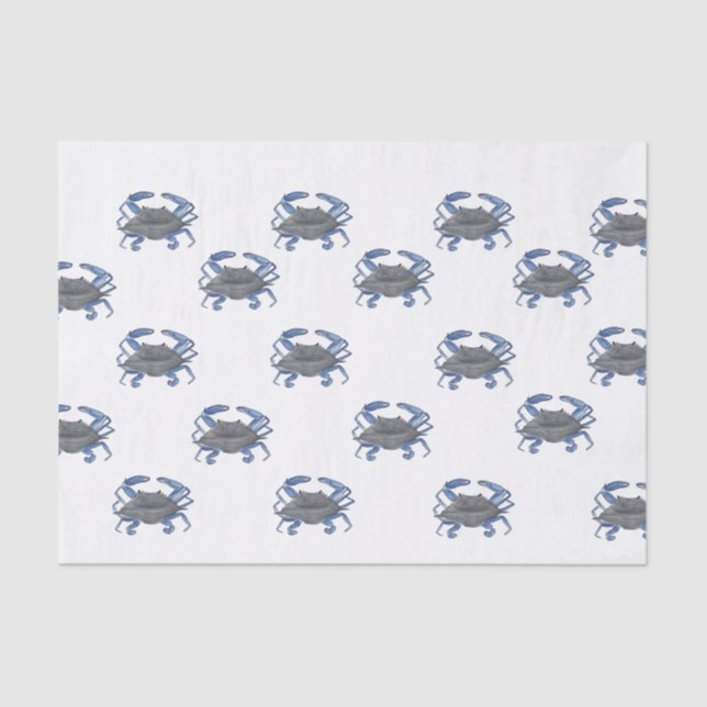 Papier Mousseline Papier de tissus répétitif de crabe bleu (Recto)