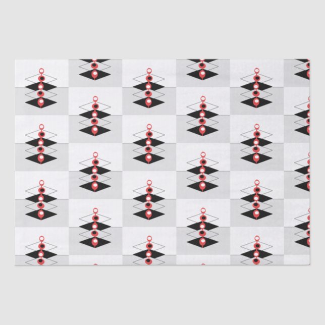 Papier Mousseline Papier de tissus Retro Atomic Art Baubles & Planes (Recto)