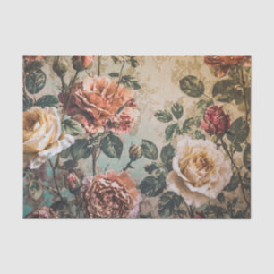 Papier Mousseline Papier de tissus Rose rouge et crème