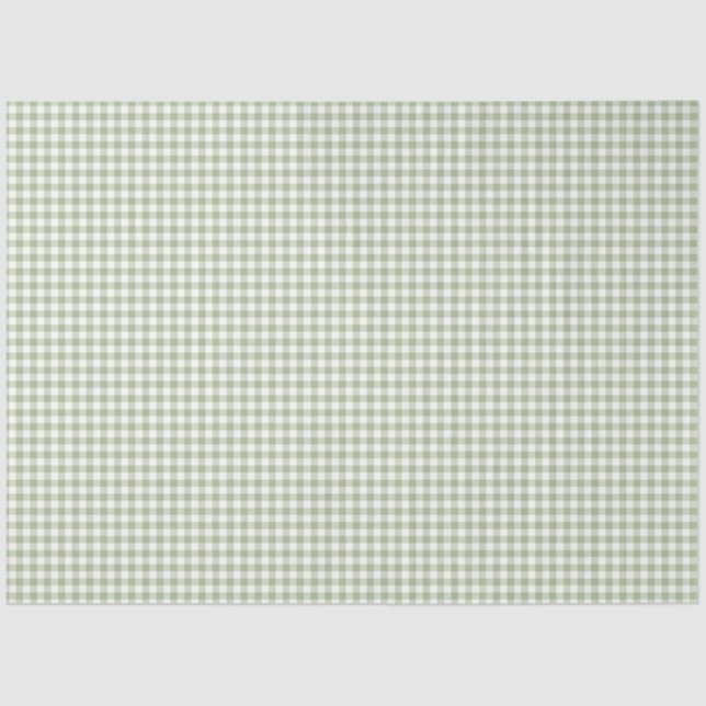 Papier Mousseline Papier de tissus Sage Green & White En vichy (Recto)