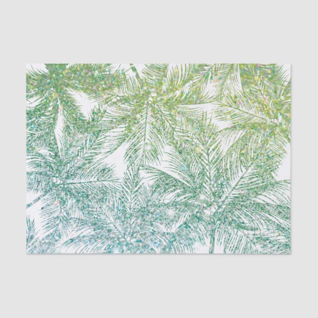 Papier Mousseline Papier de tissus Tropical Green/Aqua Parties scint (Recto)