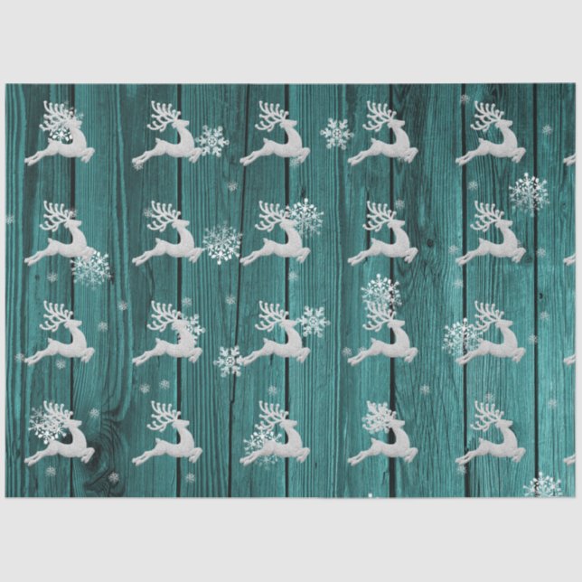 Papier Mousseline Papier de tissus turquoise Russe de rennes de Noël (Recto)