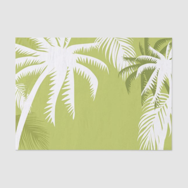 Papier Mousseline  Papier de tissus vert et blanc Palm Tree (Recto)