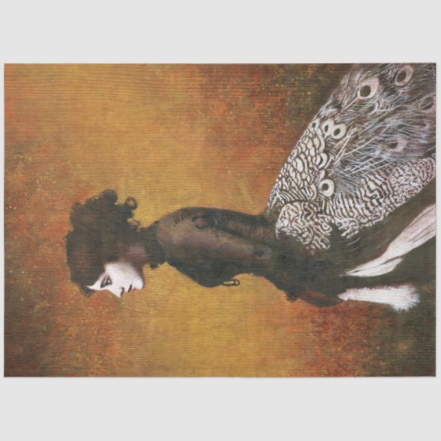 Papier Mousseline Papier de tissus victorien Peacock Girl (Recto)