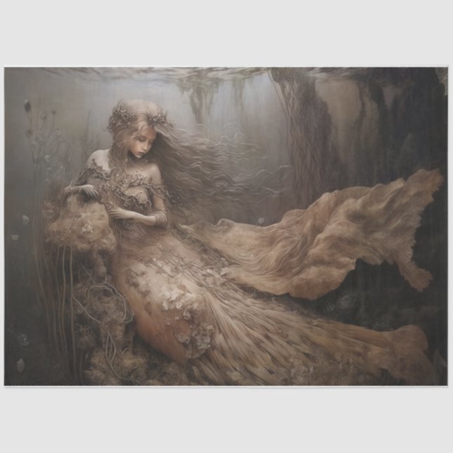 Papier Mousseline Papier de tissus vintage Mermaid (Recto)