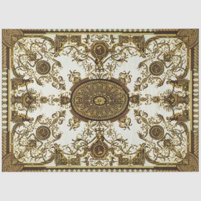 Papier Mousseline Papier décolpage ornemental or et noir (Recto)