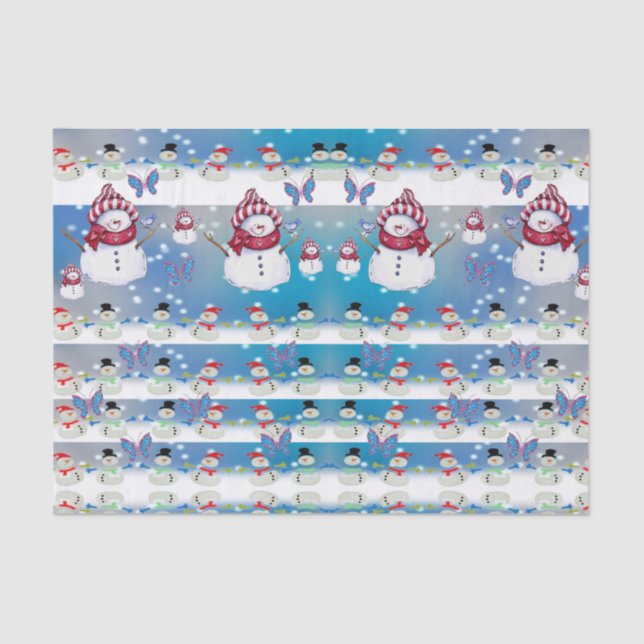 Papier Mousseline Papier décoratif bonhomme de neige de Noël (Recto)