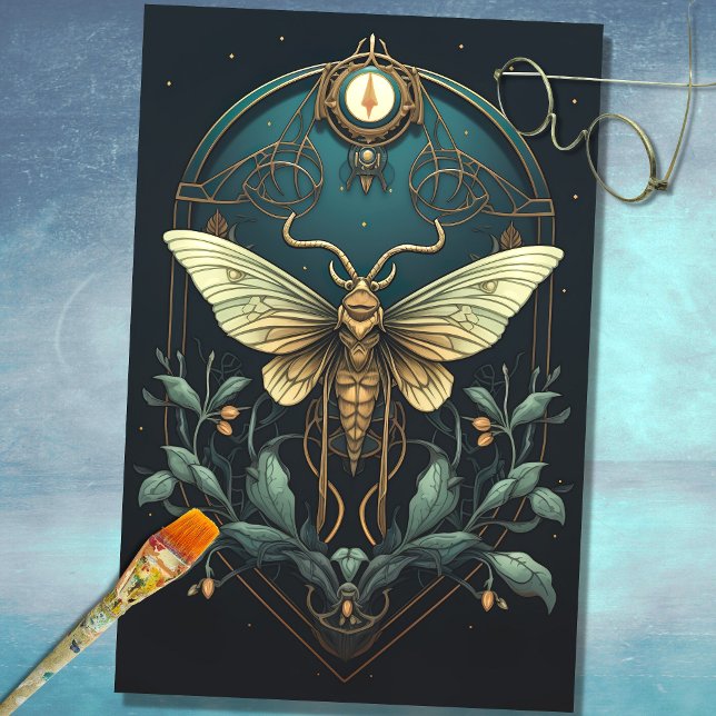 Papier Mousseline Papier Découpage Art Nouveau Moth 1 (Créateur téléchargé)