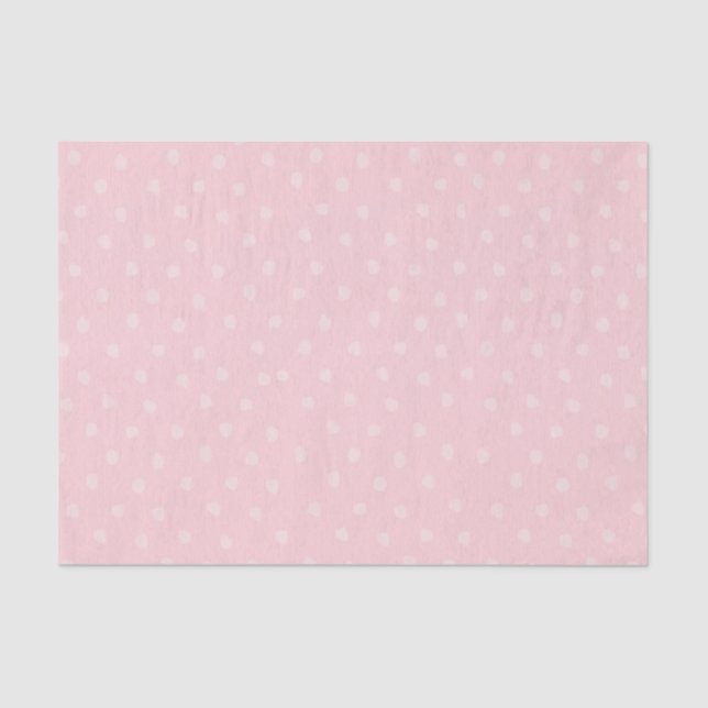 Papier Mousseline Papier d'emballage cadeau pois rose et blanc (Recto)