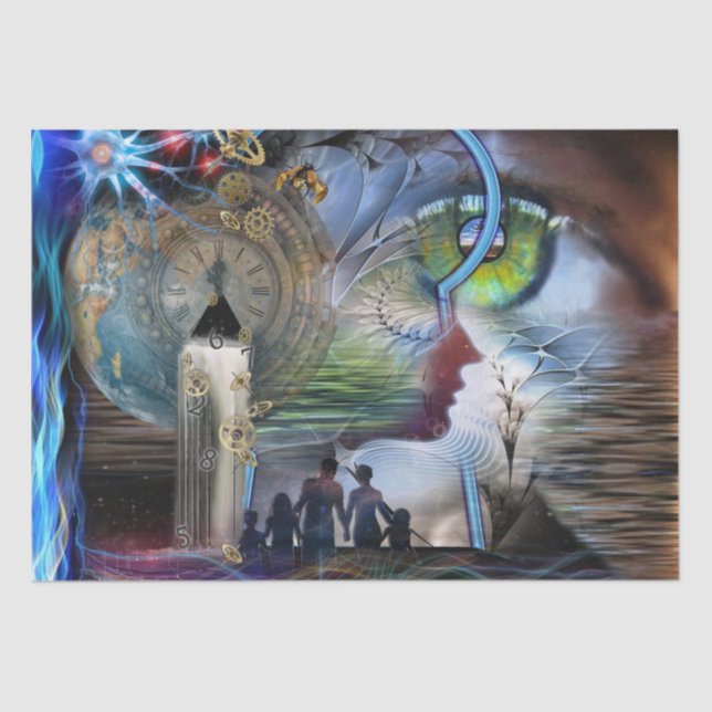 Papier Mousseline Papier d'emballage graphique visionnaire illustré (Recto)