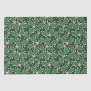Papier Mousseline Papier d'emballage Green Holly Christmas