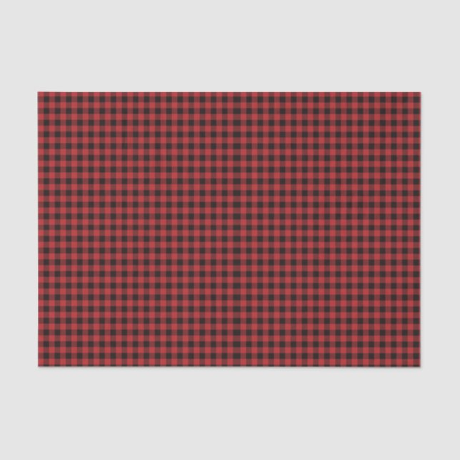 Papier Mousseline Papier en tissu de Buffalo Plaid - Rouge (Recto)