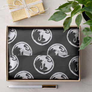 Papier Mousseline Papier en tissu noir de Dragon blanc moyen