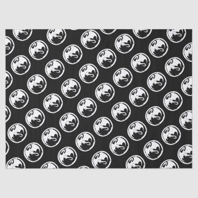 Papier Mousseline Papier en tissu noir de Dragon blanc moyen (Recto)