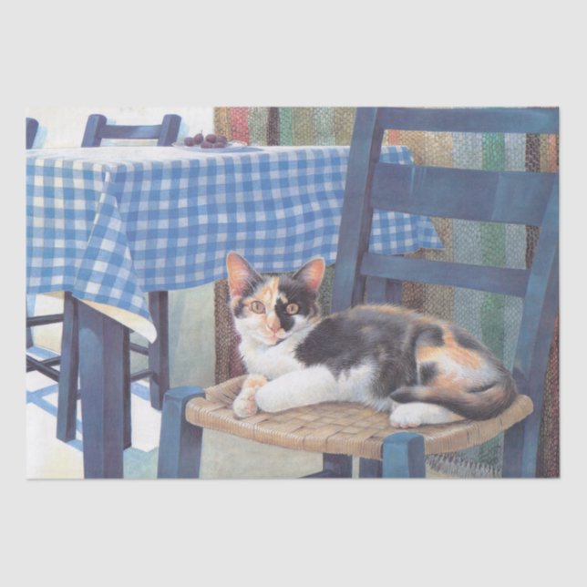 PAPIER MOUSSELINE PAPIER EN TISSU PEINT CAT (Recto)