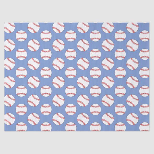 Papier Mousseline Papier motif de base-ball bleu (Recto)