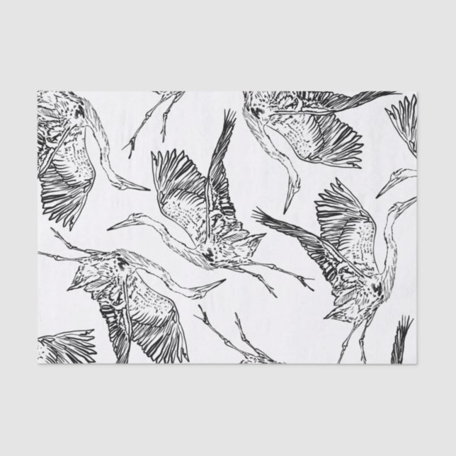 Papier Mousseline Papier motif Heron (Recto)