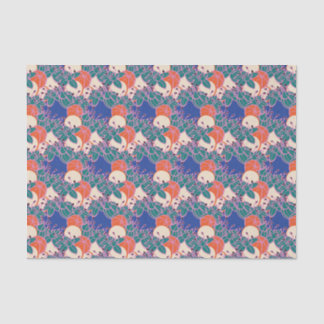 Papier Mousseline papier motif moderne feuille, bourgeon et fleur