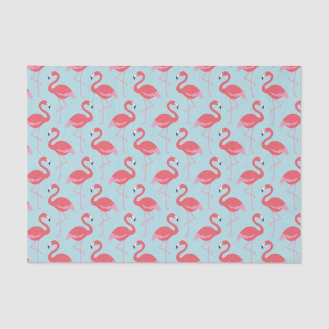 Papier Mousseline Papier motif rose flamingo bleu (Recto)