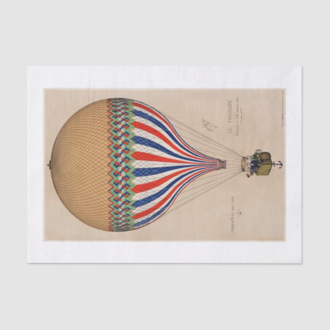 PAPIER MOUSSELINE PAPIER MOUSSELINE: BALON FRANÇAIS À THÈME DRAPEAU (Recto)