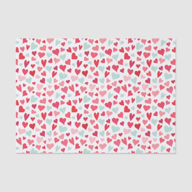 Papier Mousseline Papier papier Motif rose et menthe vert Hearts (Recto)