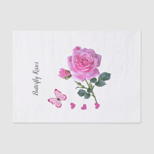 Papier Mousseline Papier papier rose papillon Baisers Coeurs (Recto)