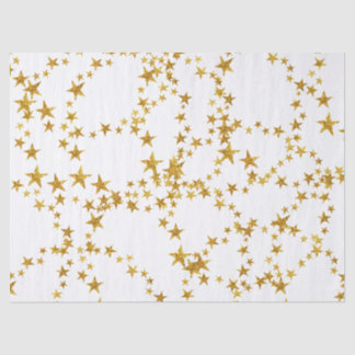 Papier Mousseline Papier papier tissu simple Gold et White Star