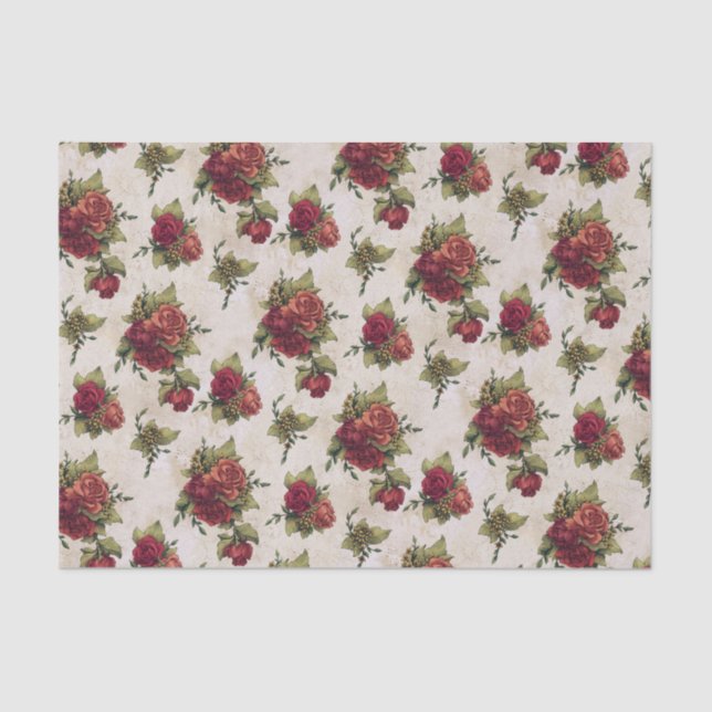 Papier Mousseline Papier peint antique de rose rouge (Recto)