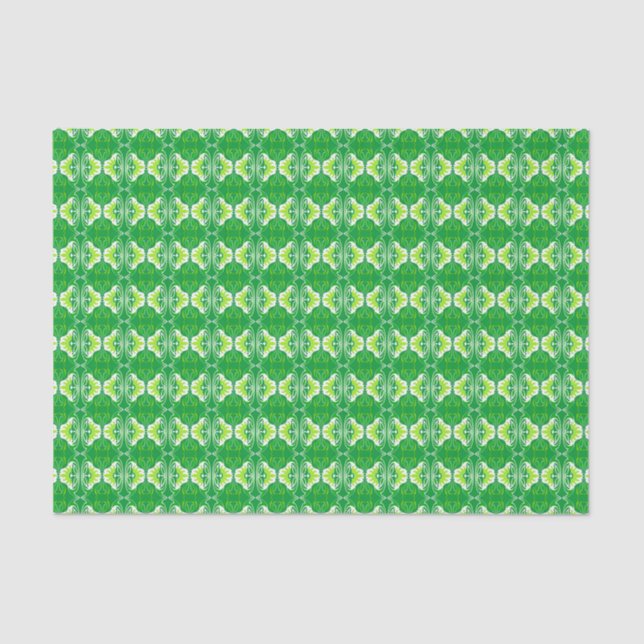 Papier Mousseline Papier peint Art Déco motif - vert et blanc (Recto)