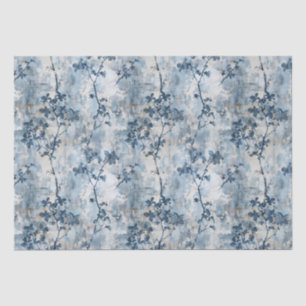 Papier Mousseline Papier peint floral vintage - Anti bleu & blanc