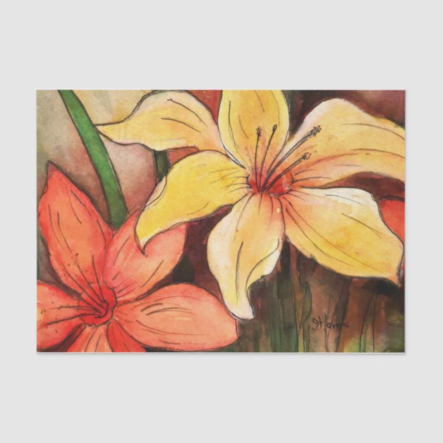 Papier Mousseline Papier Tiger Lily Aquarelle (Recto)
