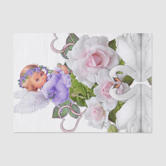 Papier Mousseline Papier Tissu Angel Blanc Cygnes (Recto)