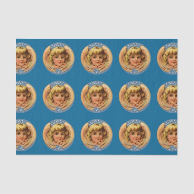 Papier Mousseline Papier Tissu Angel Et Étoiles (Recto)