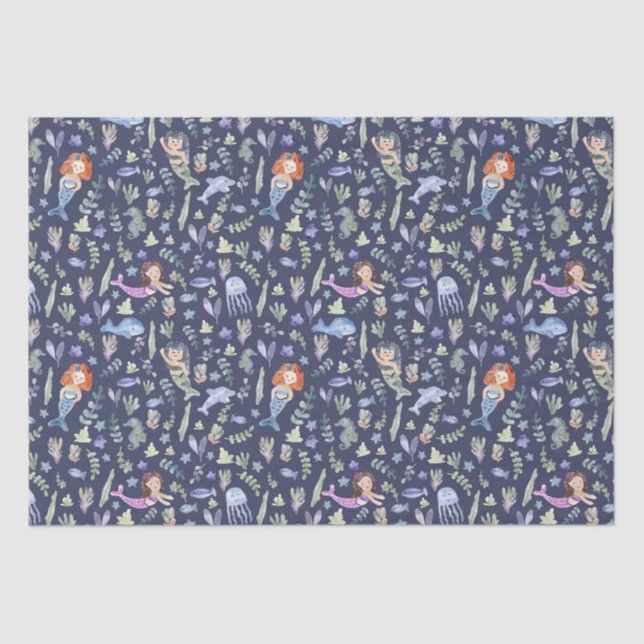 Papier Mousseline Papier Tissu Aquarelle Magique Sirènes (Recto)