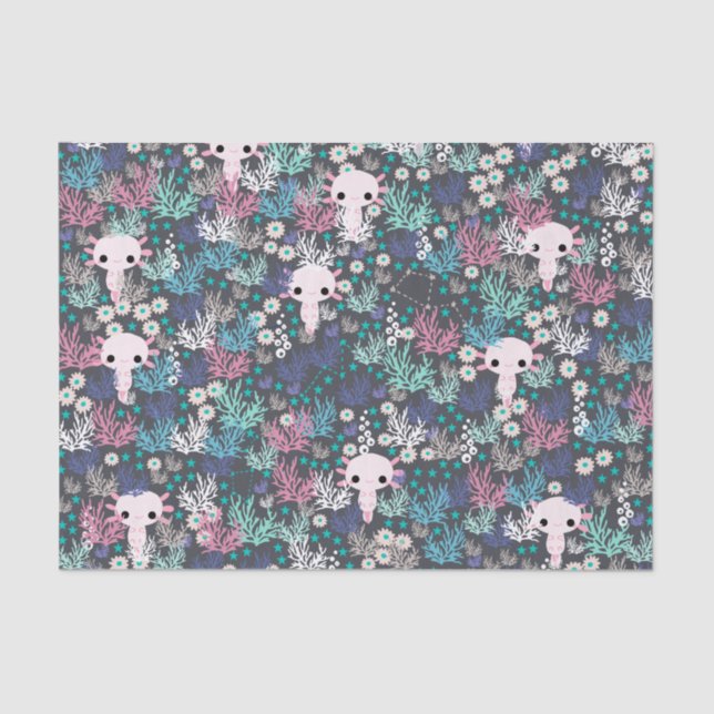 Papier Mousseline Papier Tissu Axolotl (Recto)