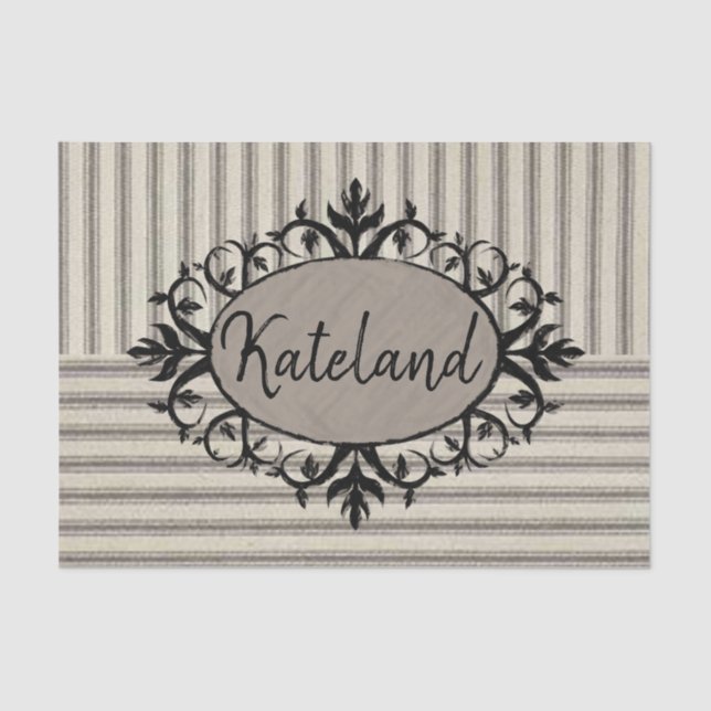 Papier Mousseline Papier Tissu Bbeige Bande Noire (Recto)