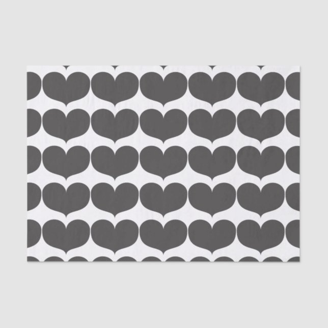 Papier Mousseline Papier Tissu Big Grey Hearts (Recto)