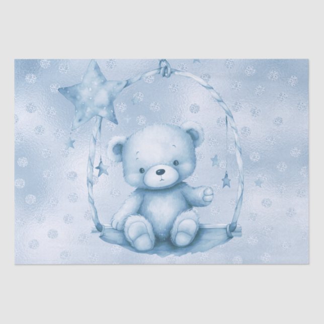 Papier Mousseline Papier Tissu Bleu Teddy Bear (Recto)