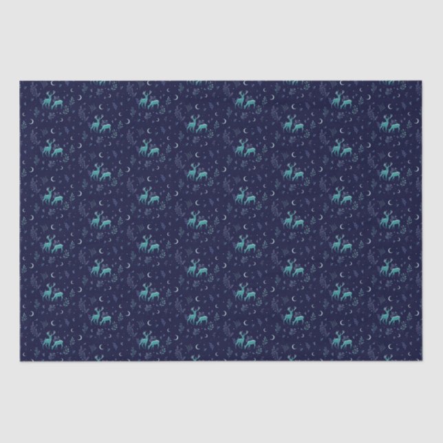 Papier Mousseline Papier Tissu Blue Deer (Recto)