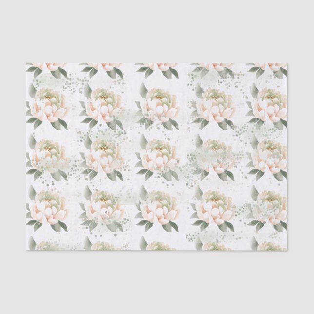 Papier Mousseline Papier Tissu Brush Peachy Peonies Specky (Recto)
