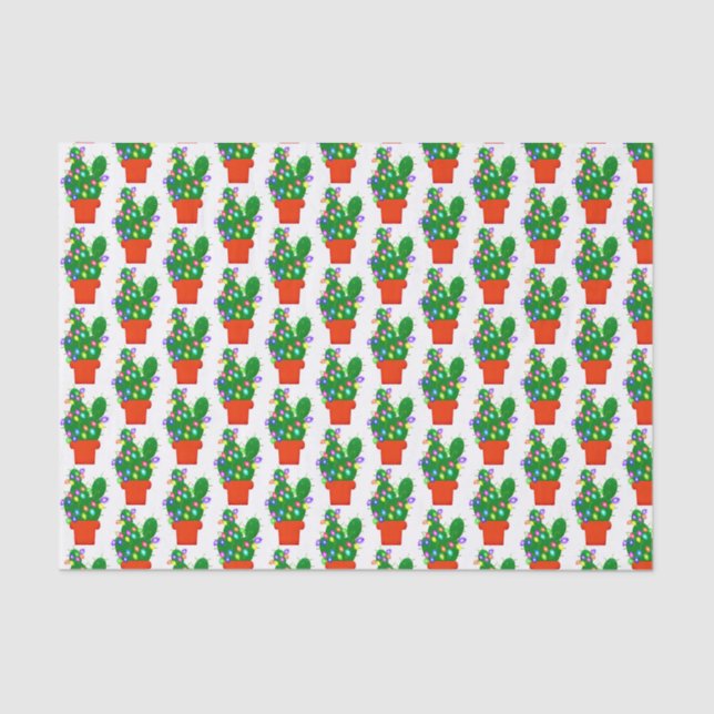 Papier Mousseline Papier Tissu Cactus Christmas Tree (Recto)