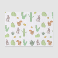 Papier Tissu Cactus Woodland Animal