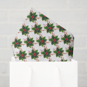 Papier Mousseline Papier Tissu Christmas Holly Berry