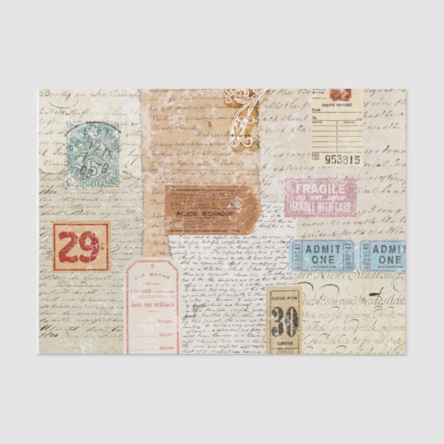 Papier Mousseline Papier Tissu Collé (Recto)