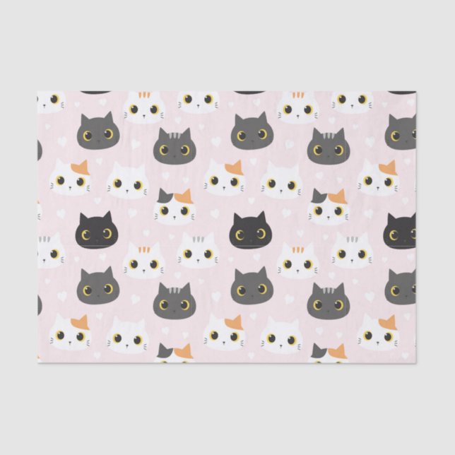 Papier Mousseline Papier Tissu Cute Cats (Recto)