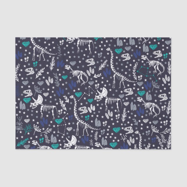 Papier Mousseline Papier Tissu Cute Dinosaur Skeletons (Recto)
